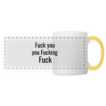 Dictons drôles - Mug panoramique contrasté et blanc - blanc/jaune - Devant