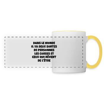 dans le monde il y a les Corses / humour Corse - Mug panoramique contrasté et blanc - blanc/jaune - Devant
