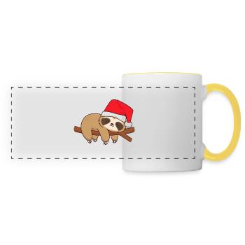 Faultier schlafend am Ast Xmas Weihachten Nikolaus - Panoramatasse - Weiß/Gelb - Vorne