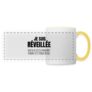 je suis réveillée - Mug panoramique contrasté et blanc - blanc/jaune - Devant