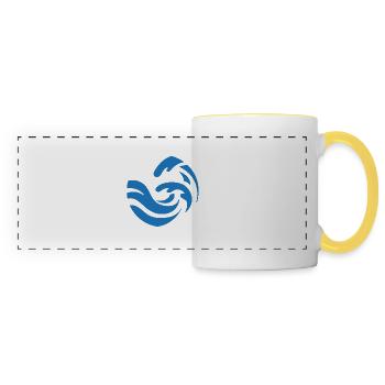 simple blue wave design - Panoramic Mug - white/yellow - Front