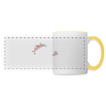 Lettre v fleurs - Mug panoramique contrasté et blanc - blanc/jaune - Devant