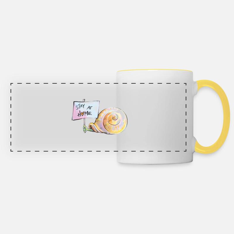 Stay at home - Panoramic Mug - white/yellow