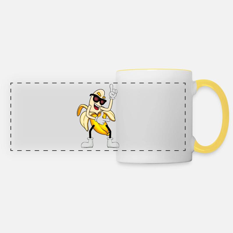Dancing banana - Panoramic Mug - white/yellow