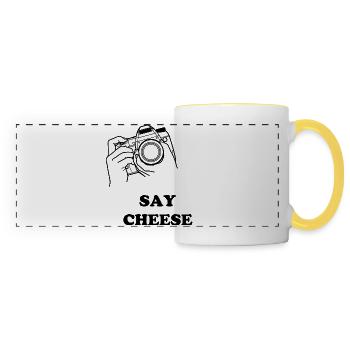 say cheese - Panoramatasse - Weiß/Gelb - Vorne