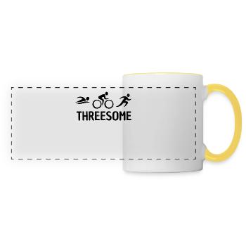 Funny Triathlon Swim Bike Run Endurance Sports - Panoramic Mug - white/yellow - Front