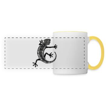 Doodle-Gecko - Panoramatasse - Weiß/Gelb - Vorne