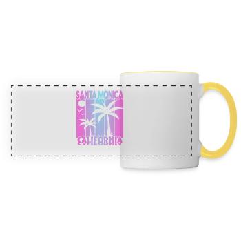 Coucher de soleil à Santa Monica en Californie - Mug panoramique contrasté et blanc - blanc/jaune - Devant
