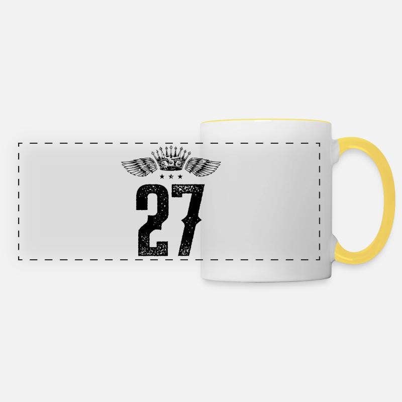 27 Number crown - Panoramic Mug - white/yellow
