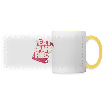 I eat spare ribs - Panoramic Mug - white/yellow - Front