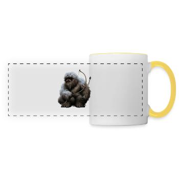 Yéti avec arc et flèches - Mug panoramique contrasté et blanc - blanc/jaune - Devant