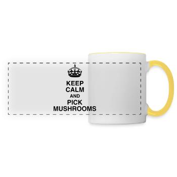 Mushroom / Champignon / Pilz / Picking - Panoramic Mug - white/yellow - Front
