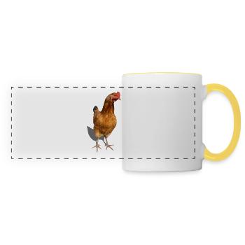 poule - Mug panoramique contrasté et blanc - blanc/jaune - Devant