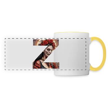 Z comme zombie - Mug panoramique contrasté et blanc - blanc/jaune - Devant