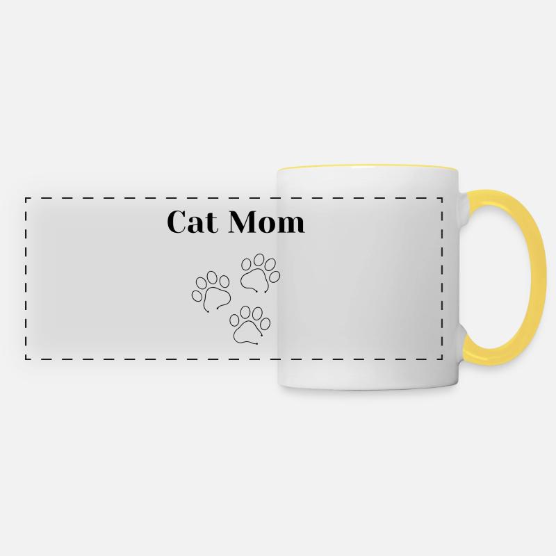 Cat Mom - Panoramic Mug - white/yellow
