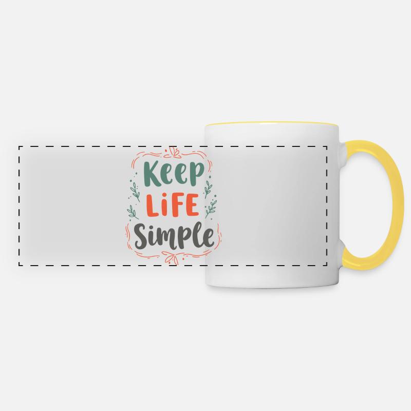 Minimalist Keep Life Simple Quote - Panoramic Mug - white/yellow