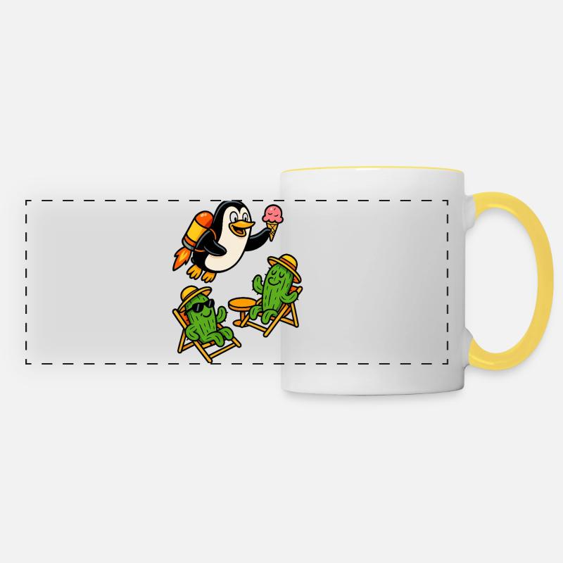 Jetpack Penguin - Panoramic Mug - white/yellow