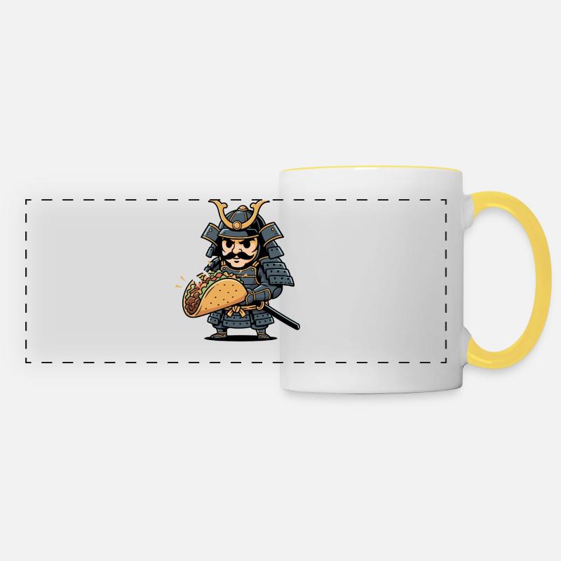 Samurai Taco : L’honneur à chaque bouchée - Mug panoramique contrasté et blanc - blanc/jaune