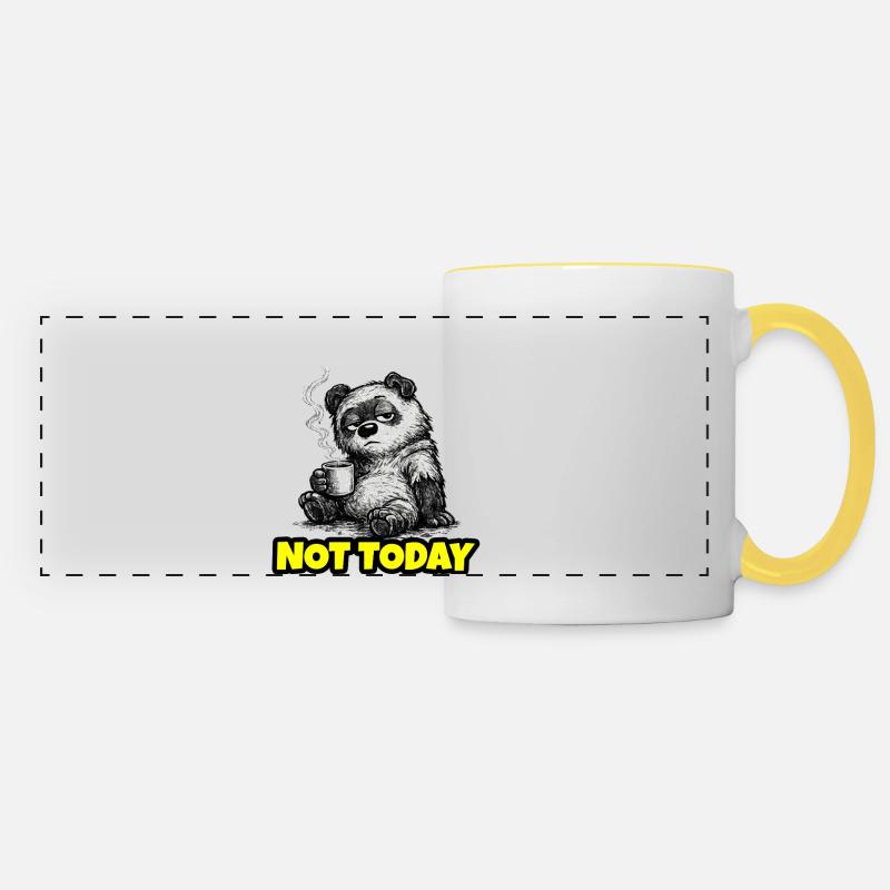 Not Today – Grumpy Bear Coffee (Sketch) - Panoramic Mug - white/yellow