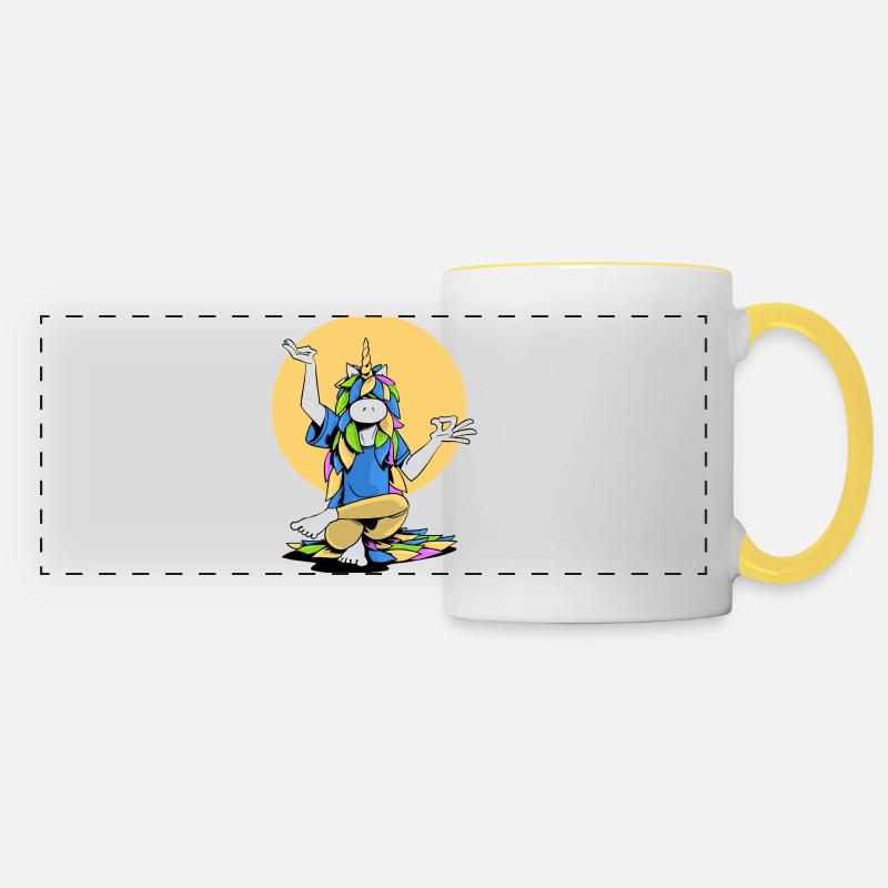 Unicorn Master Yogi - Panoramic Mug - white/yellow