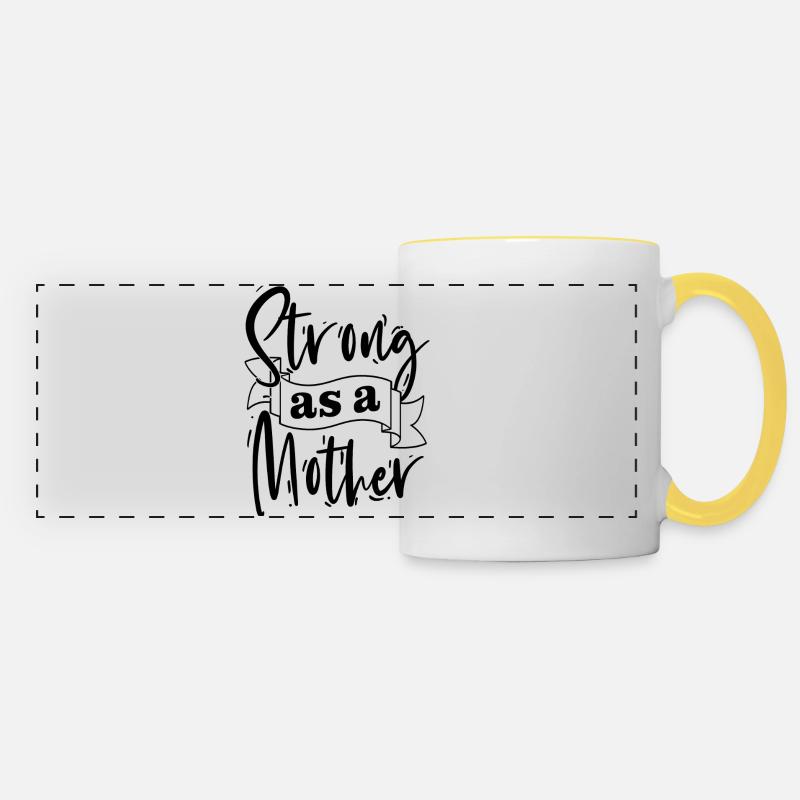 Chemise forte comme une mère - Mug panoramique contrasté et blanc - blanc/jaune