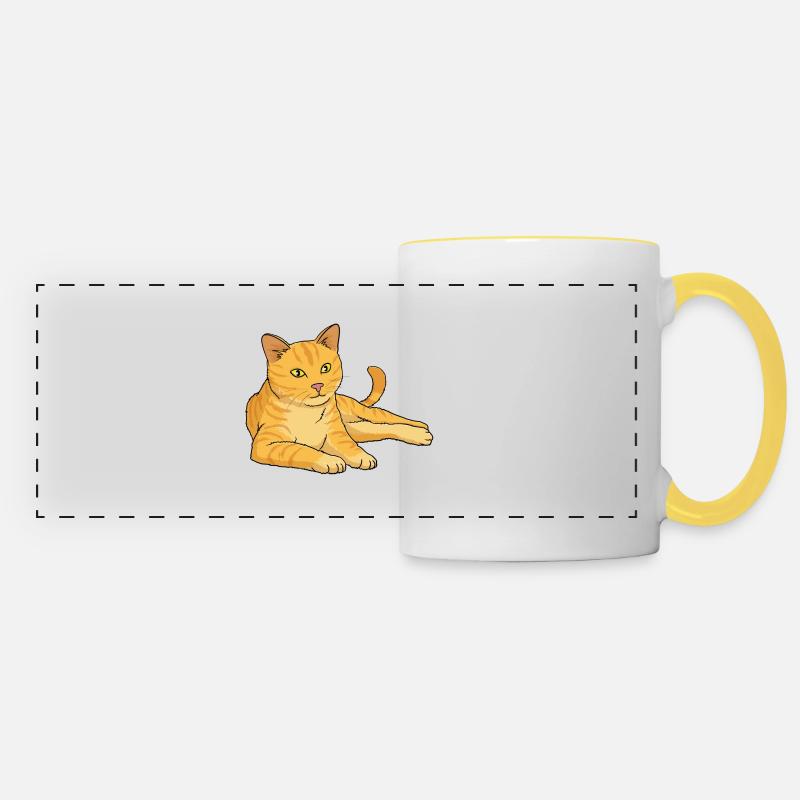 Cat Ginger - Panoramic Mug - white/yellow