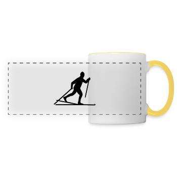 Ski de fond - Mug panoramique contrasté et blanc - blanc/jaune - Devant