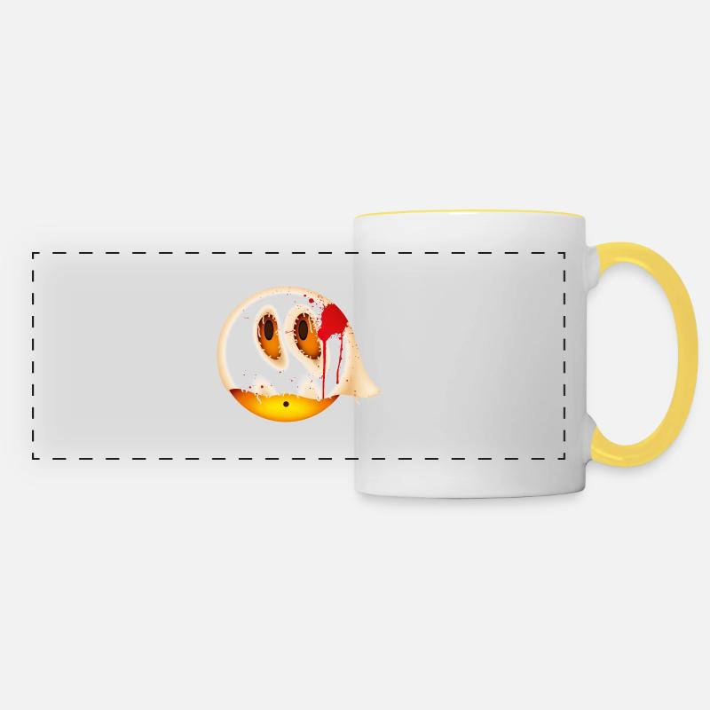 Smiley Glossy Bloody Ghost - Mug panoramique contrasté et blanc - blanc/jaune