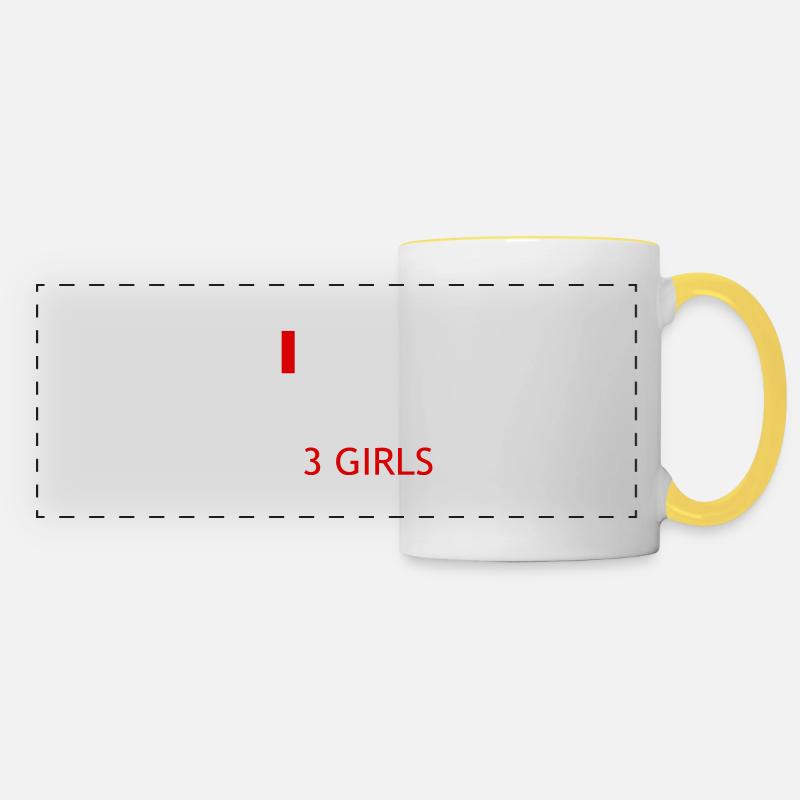 papa de 3 filles - Mug panoramique contrasté et blanc - blanc/jaune