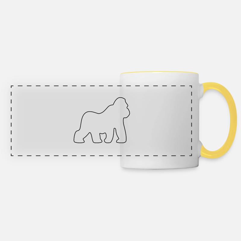 Gorille, Dos argenté, Singe, Singe, Gorilles, - Mug panoramique contrasté et blanc - blanc/jaune