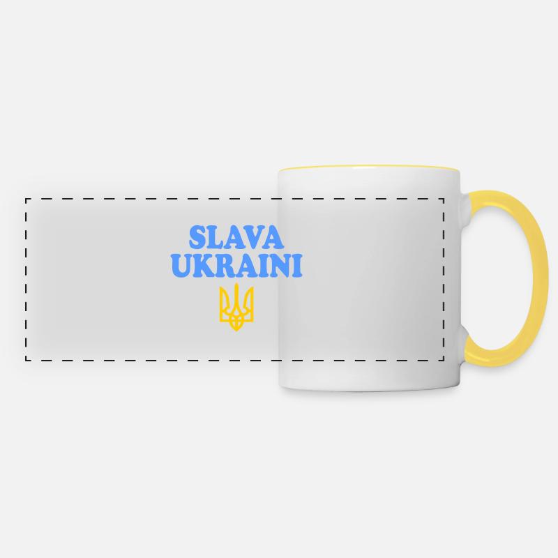 Slava ukraini - Panoramatasse - Weiß/Gelb