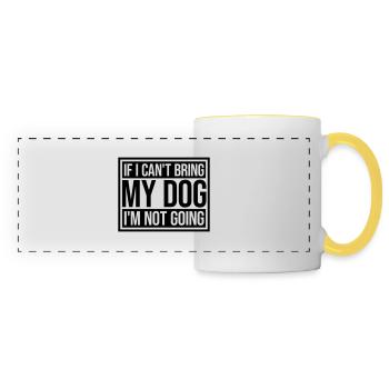 Citation Apportez mon chien - Mug panoramique contrasté et blanc - blanc/jaune - Devant