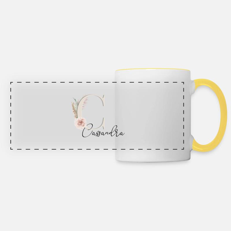 Cassandre! Nom Boho - Mug panoramique contrasté et blanc - blanc/jaune