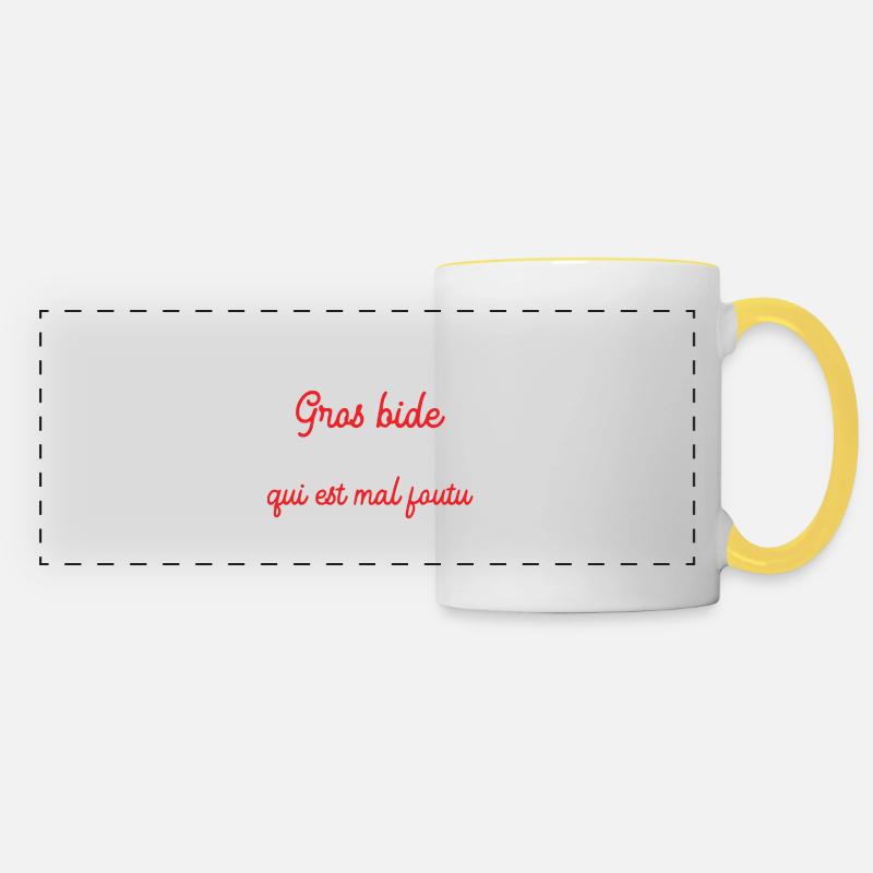 J'ai Pas Un Gros Bide C'est Le Tee Shirt Cadeau - Mug panoramique contrasté et blanc - blanc/jaune