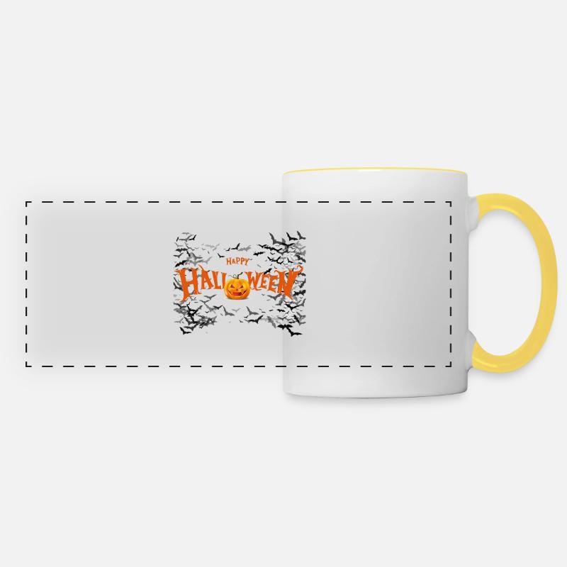 Happy Halloween pumpkin - Panoramic Mug - white/yellow