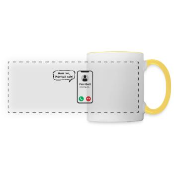 Paintball Calls - Sports Saying - ApriNoeScor - Panoramic Mug - white/yellow - Front