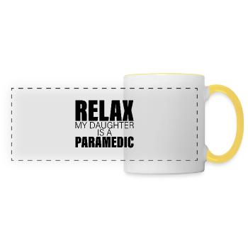 Relax My Daughter Is A Paramedic - Mug panoramique contrasté et blanc - blanc/jaune - Devant