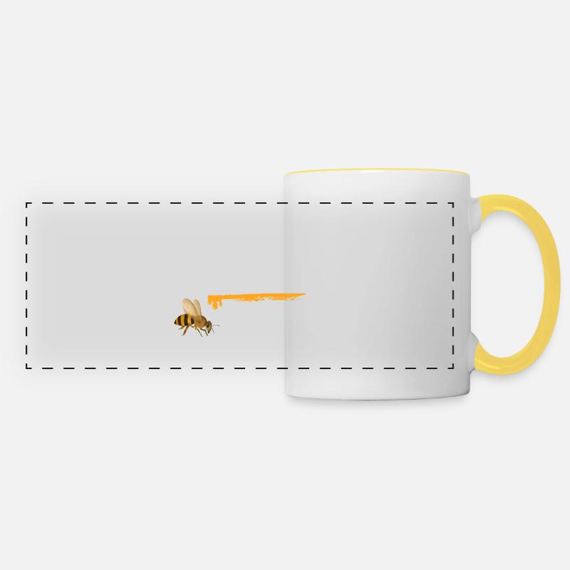 Abeille Rapide Abeilles Miel - Mug panoramique contrasté et blanc - blanc/jaune