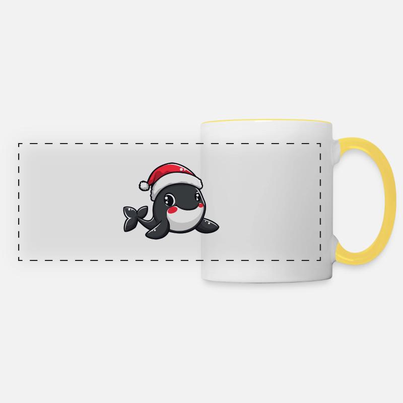 Whale Christmas - Panoramic Mug - white/yellow