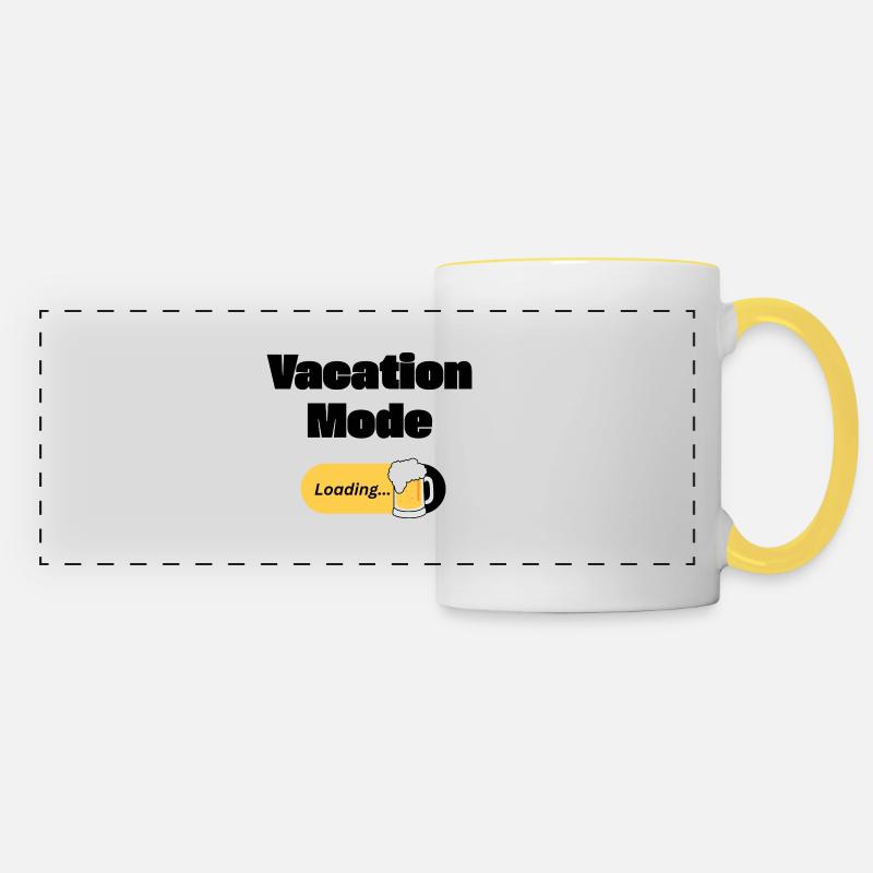 Vacation Mode On – Beer with loading bar (dark) - Panoramic Mug - white/yellow