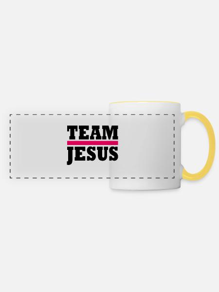 Team jesus - Panoramatasse - Weiß/Gelb