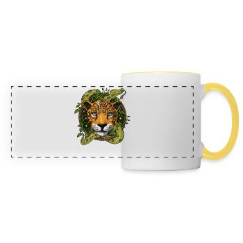 Psychedelic Jaguar Ayahuasca DMT Trip - Panoramic Mug - white/yellow - Front