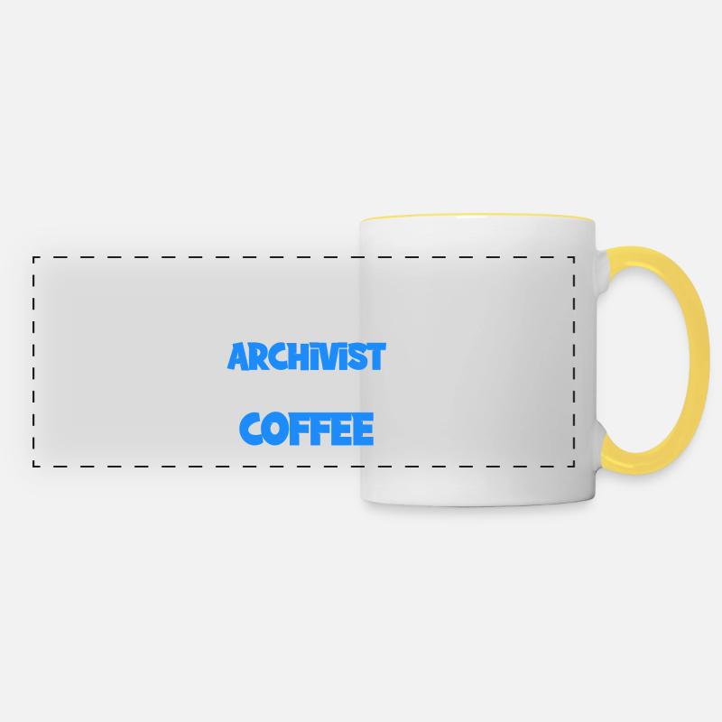 Thisarchivist braucht einen Kaffee, Kaffee, Barist - Panoramatasse - Weiß/Gelb