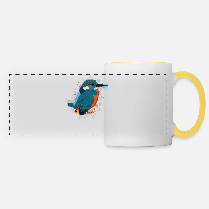 Kingfisher Bird Bird Lover Birdwatcher - Panoramic Mug - white/yellow