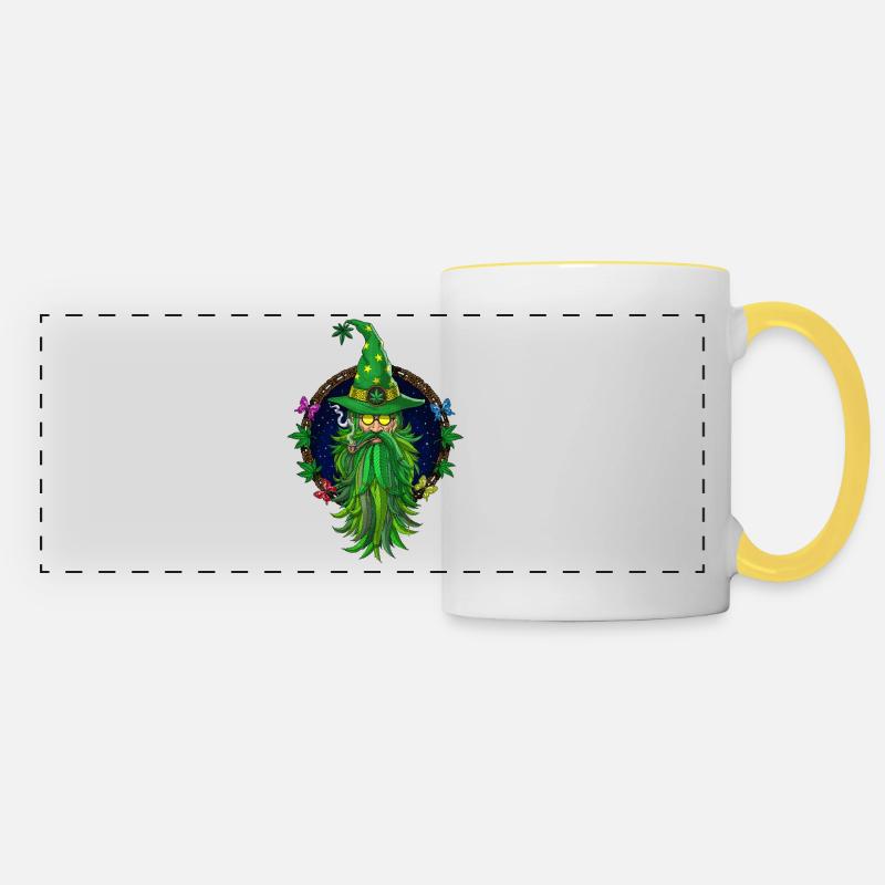 Weed Wizard Stoner - Panoramic Mug - white/yellow