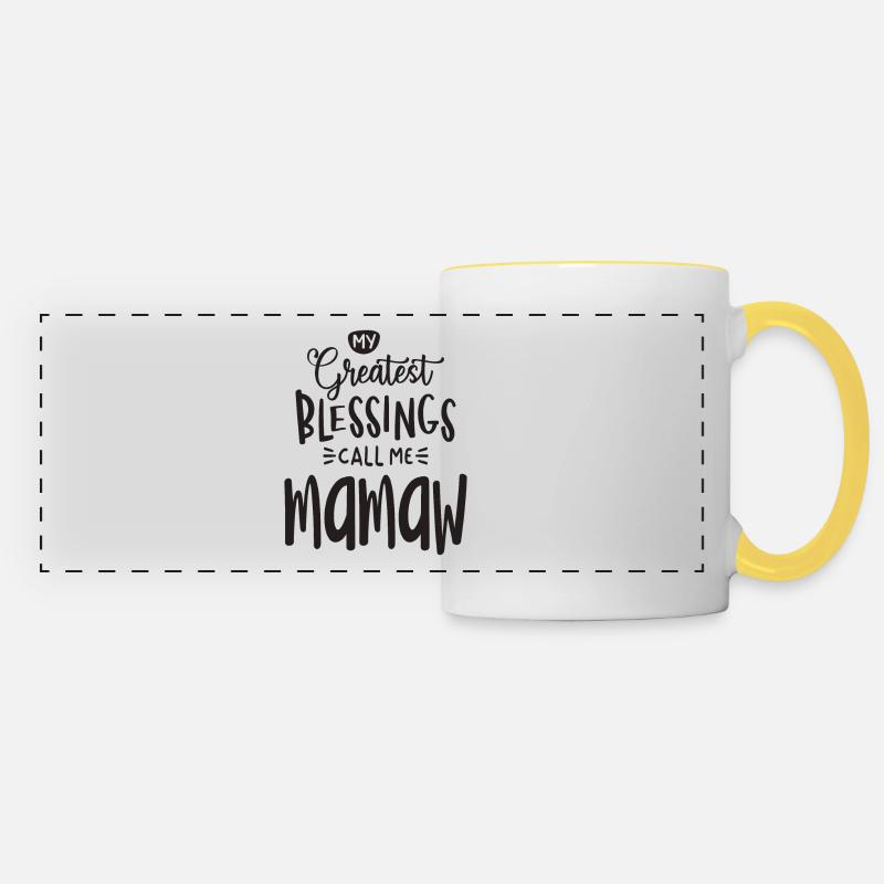 Womens Greatest Blessings Call Me Mamaw - Mothers - Panoramic Mug - white/yellow