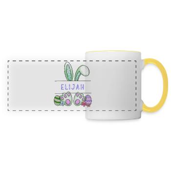 Easter Bunny, rabbit, cute - Elijah - Panoramic Mug - white/yellow - Front