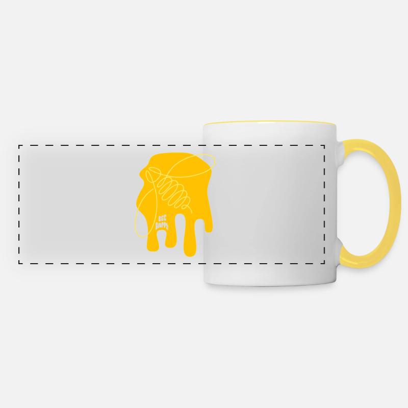 Be cheerful - Bee - abstract - Graphic Art - Panoramic Mug - white/yellow