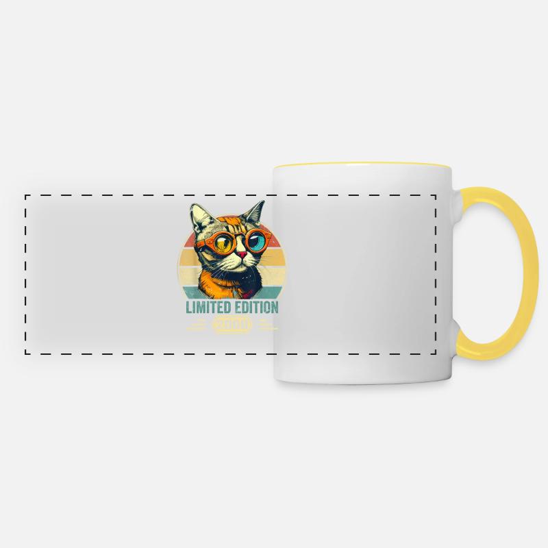 Génial depuis 2000 Cadeau d’anniversaire de chat - Mug panoramique contrasté et blanc - blanc/jaune