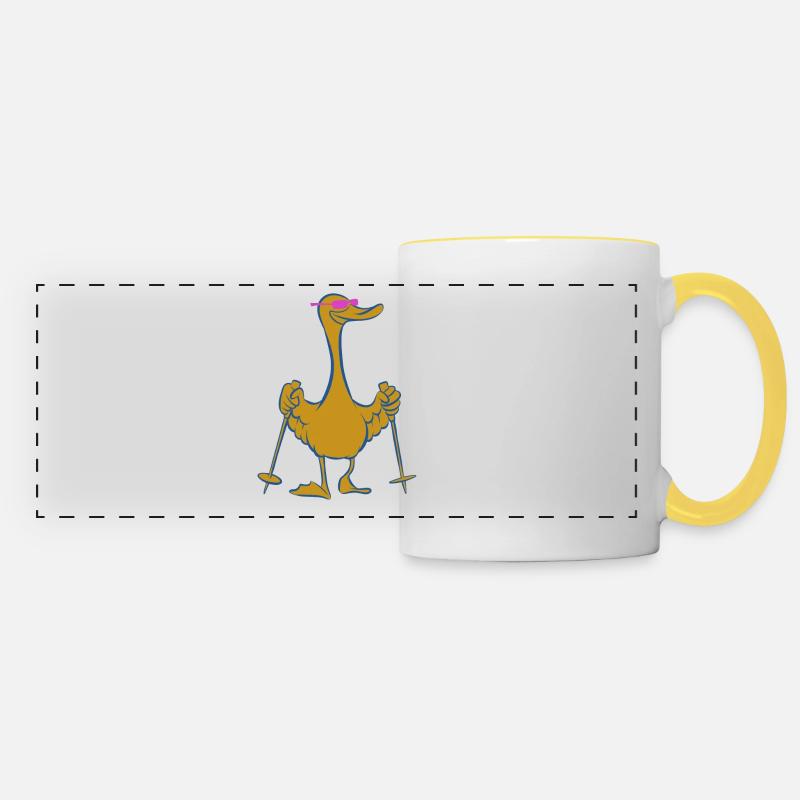 Mallard - Duck with sticks - Walking - Panoramic Mug - white/yellow